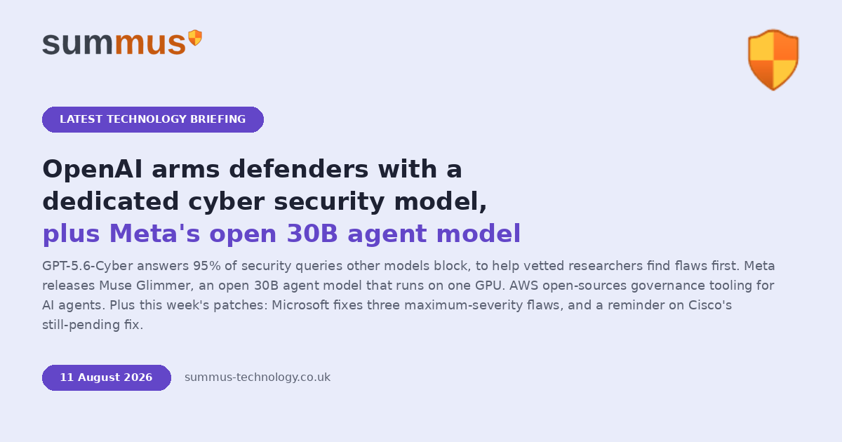 AI and cloud briefing: OpenAI arms defenders with a dedicated cyber security model, plus Meta's open 30B agent